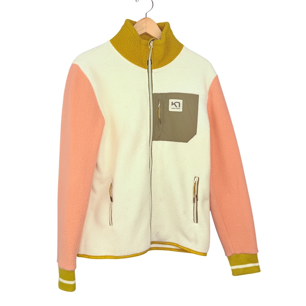 Kari Traa Rothe Fleece Jacket Womens Medium White Pink Colorblock Full Zip